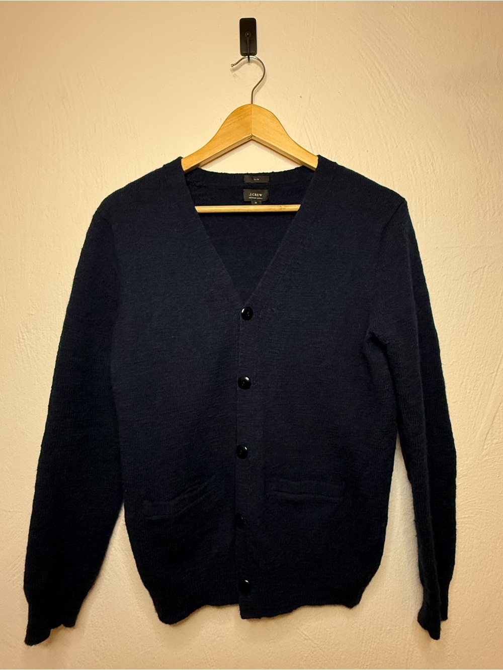 J. Crew 100% Merino Wool Women’s Dark Navy Cardigan w/ Suede Elbow Patches